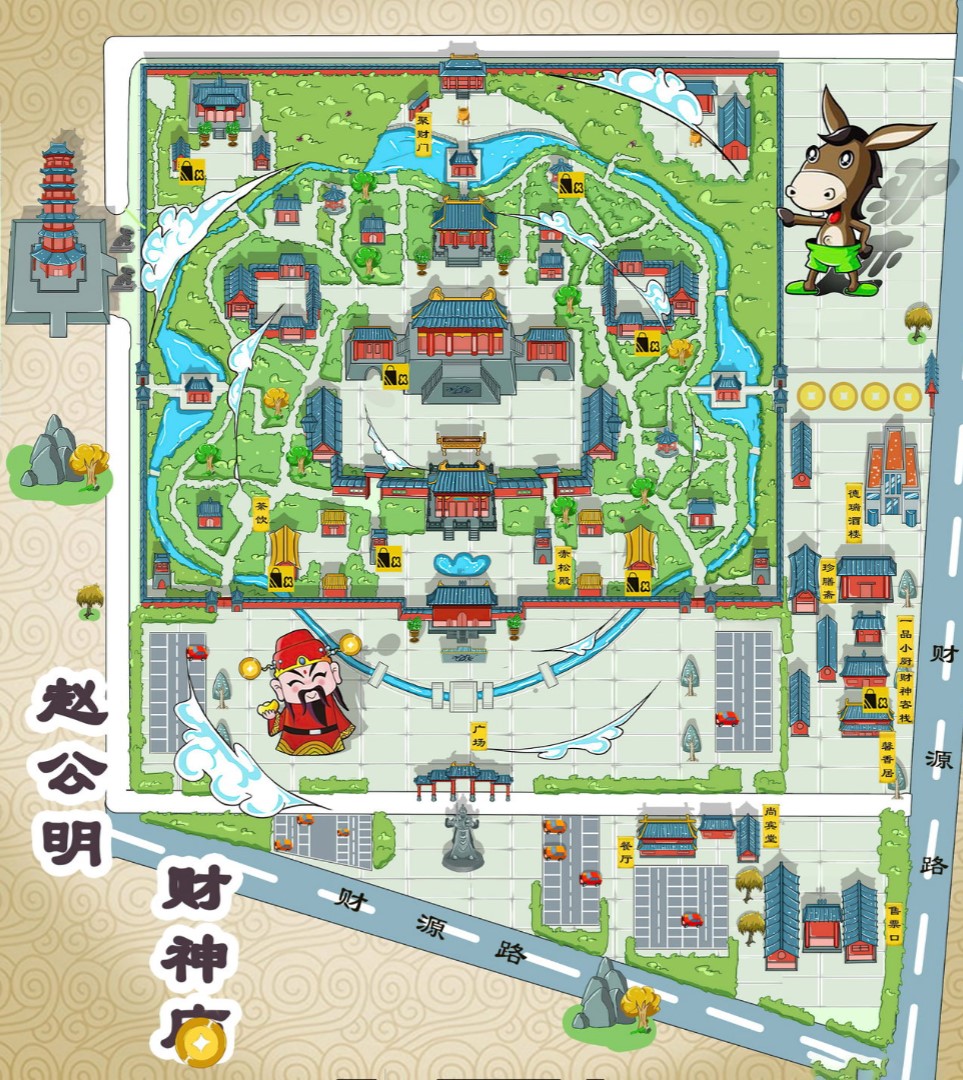 阳西寺庙类手绘地图